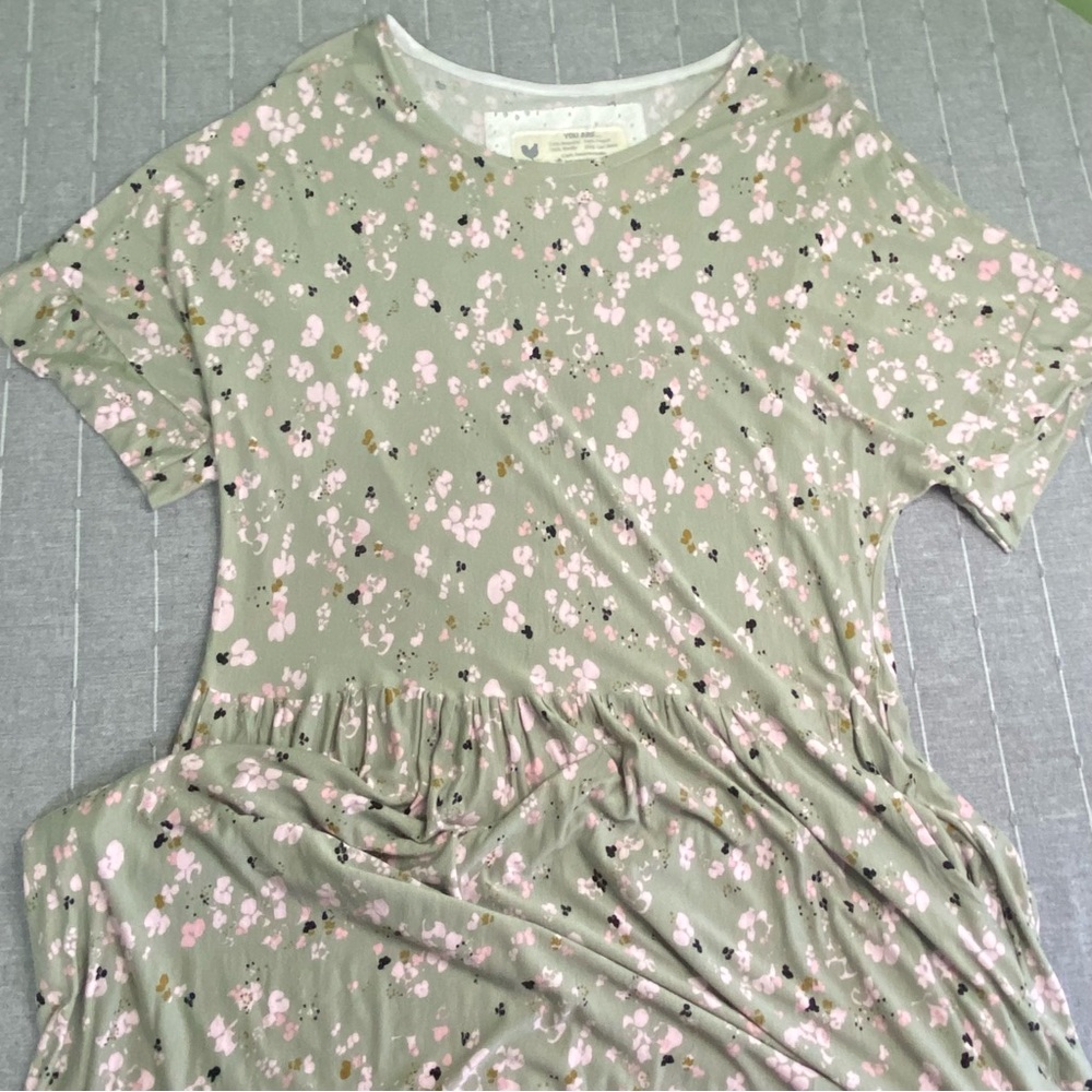 Farmhouse Frocks Floral Print Dress Pockets Size L VGW **runs large